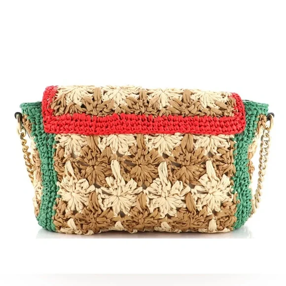 Auth Gucci GG Marmont Azalea Calfskin Crotchet Raffle Flower Crossbody Bag - Picture 2 of 9